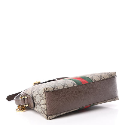 Gucci GG Supreme Monogram Textured Dollar Calfskin Web Small Ophidia Dome Shoulder Bag Beige Ebony New Acero 4 of 13