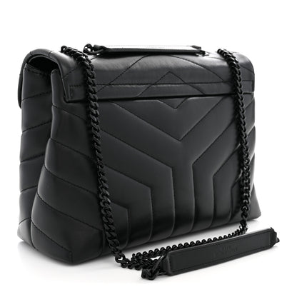 Saint Laurent Calfskin Y Quilted Monogram Monochrome Small Loulou Chain Satchel Black 3 of 10