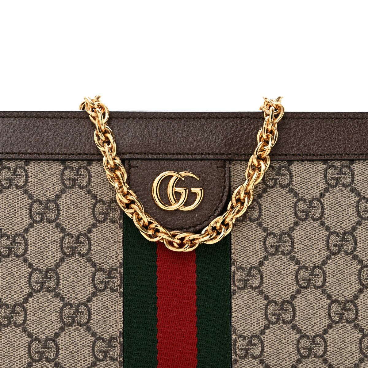 GG Supreme Monogram Web Small Ophidia Chain Shoulder Bag Brown