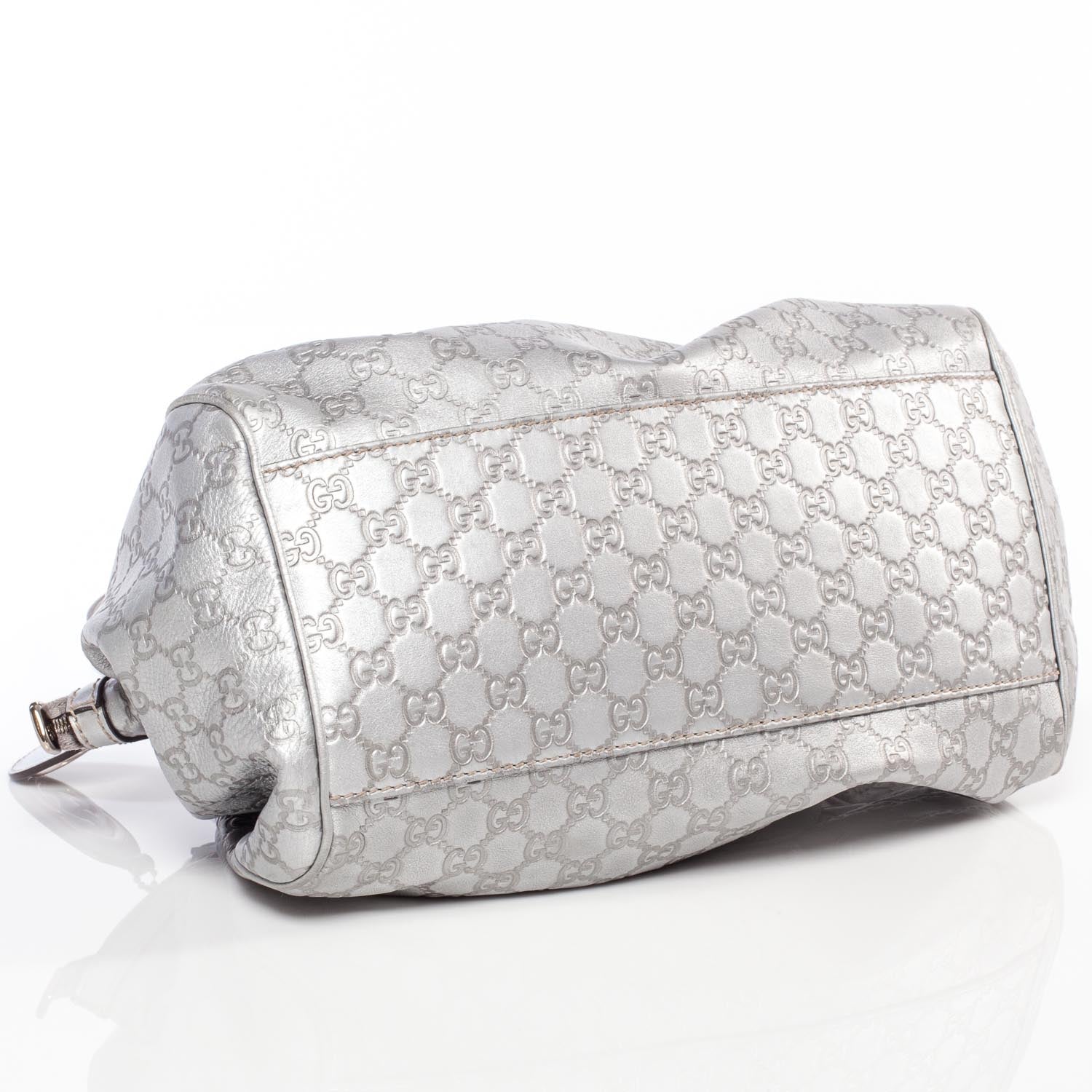 Gucci Metallic Guccissima Medium Sukey Boston Silver 5 of 8