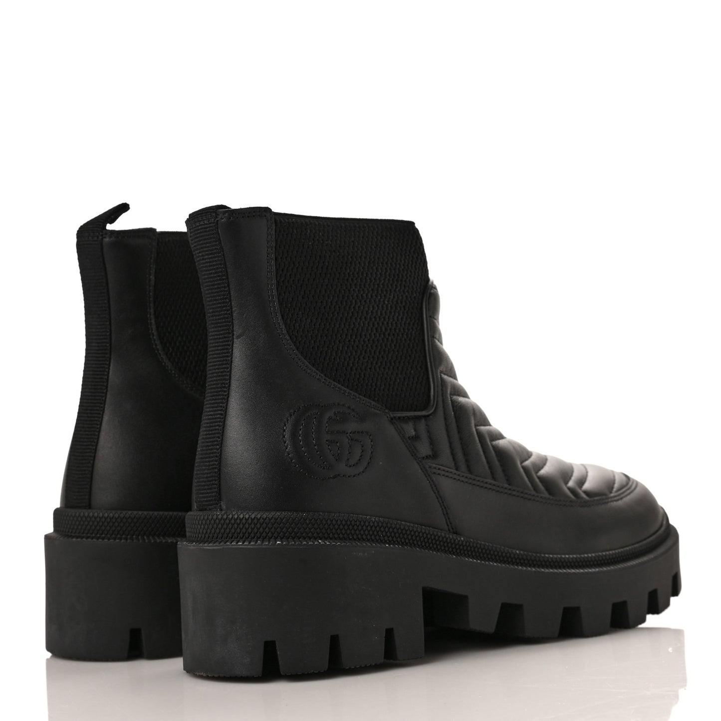 Calfskin Nappa Matelasse Frances Chelsea Boots 38 Black