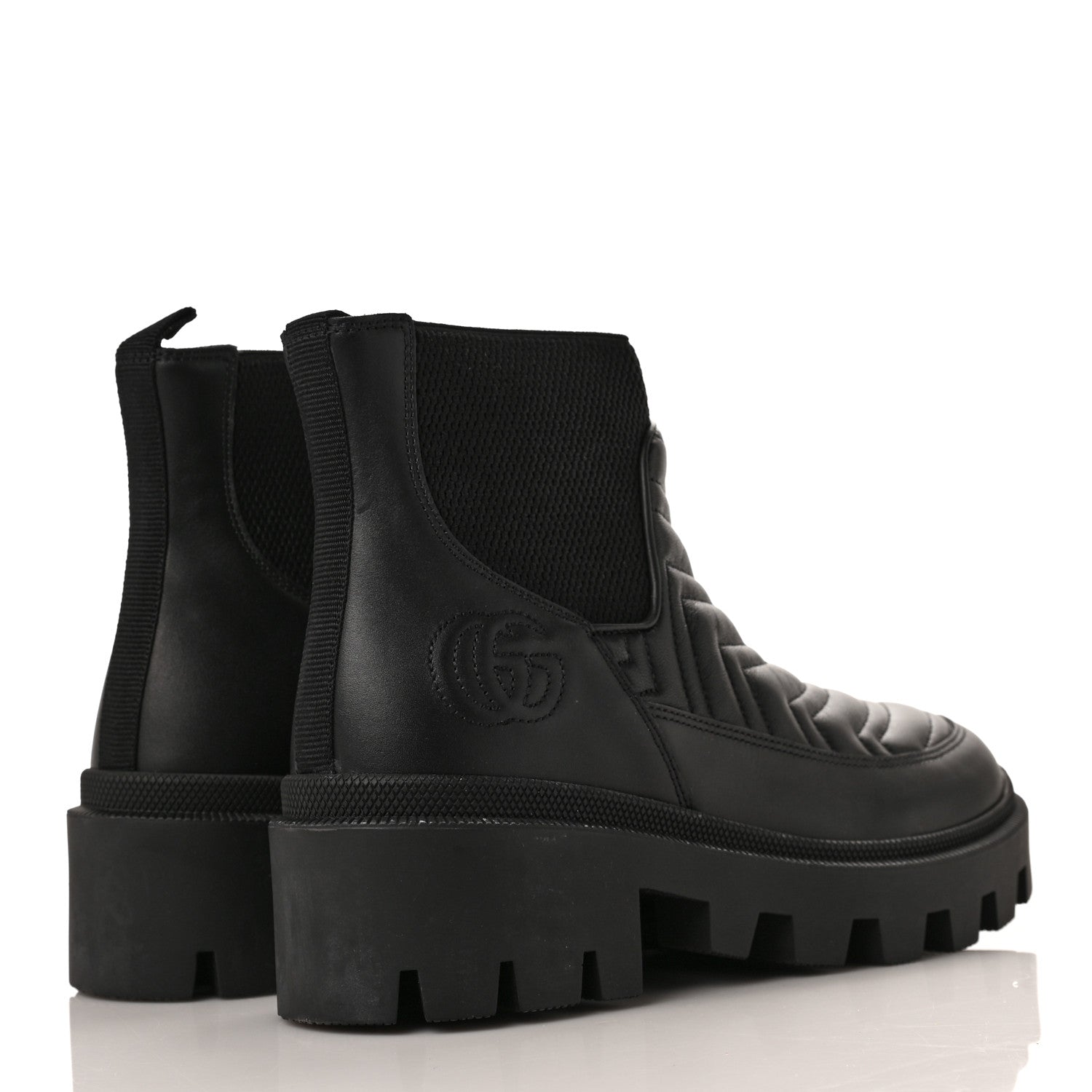 Gucci Calfskin Nappa Matelasse Frances Chelsea Boots 38 Black 4 of 6