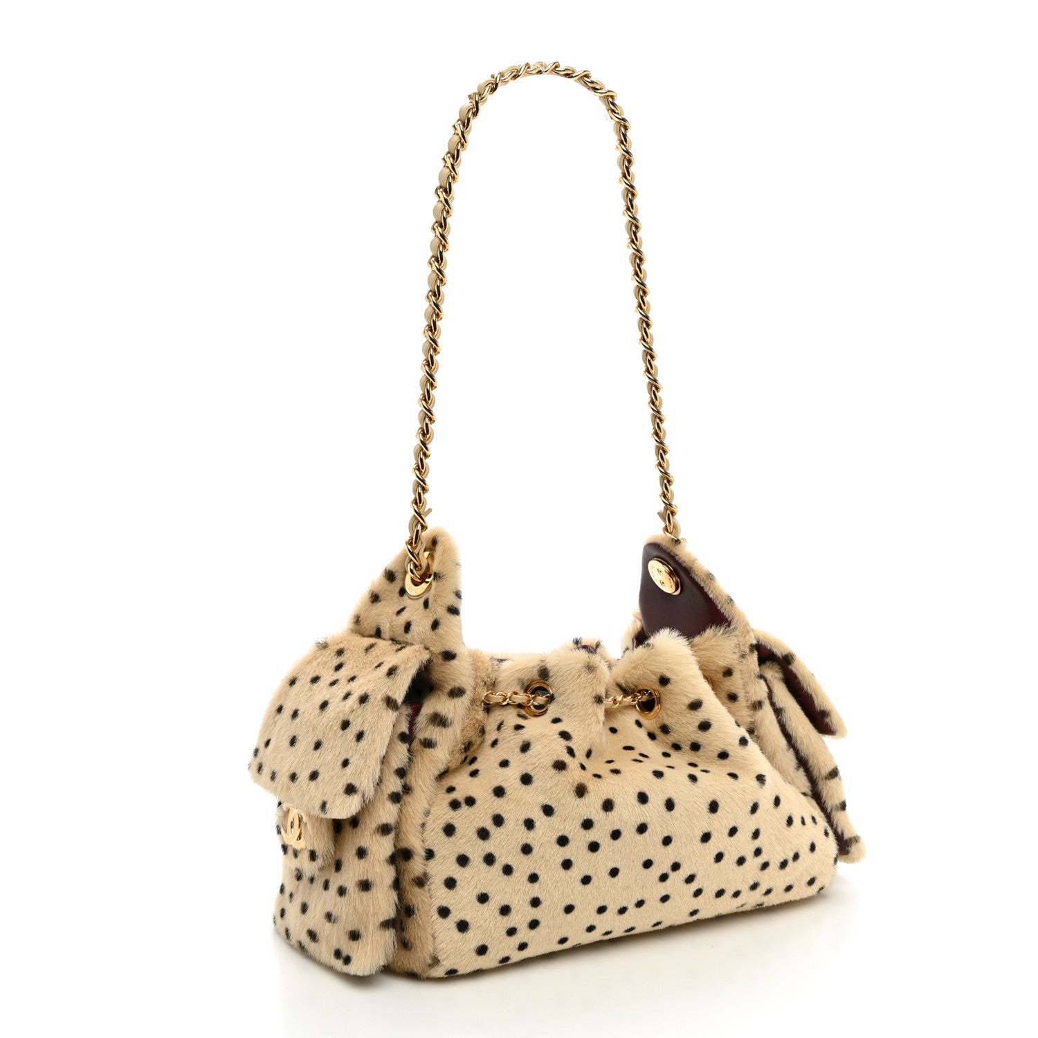 Chanel Pony Hair Mini Chanel 25 Handbag Beige Black 2 of 9
