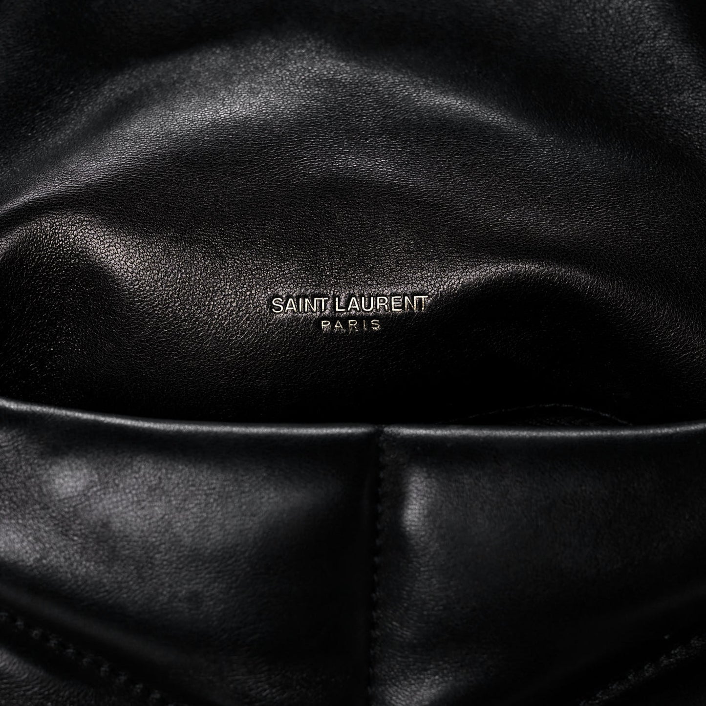 Lambskin Quilted Small Loulou Puffer Monogram Chain Satchel Black