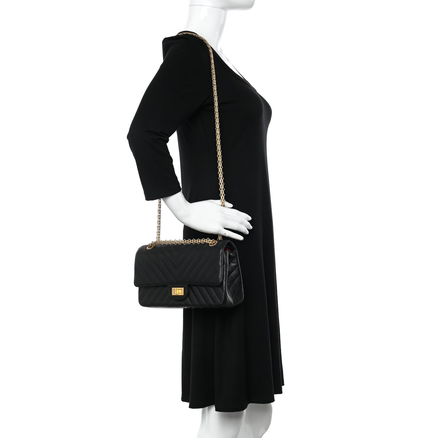Chanel Sheepskin Chevron Quilted 2.55 Reissue 225 Flap Black 2 of 14