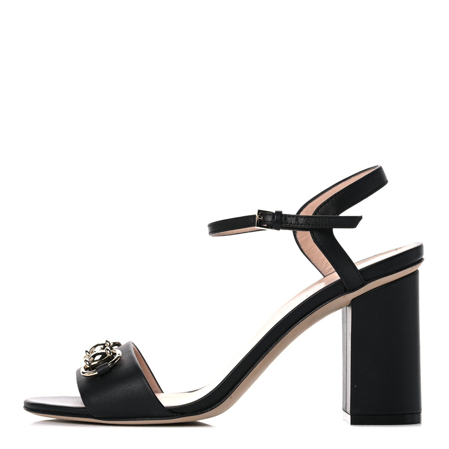 Calfskin Miro Soft Horsebit Mid Heel Sandals 37 Black