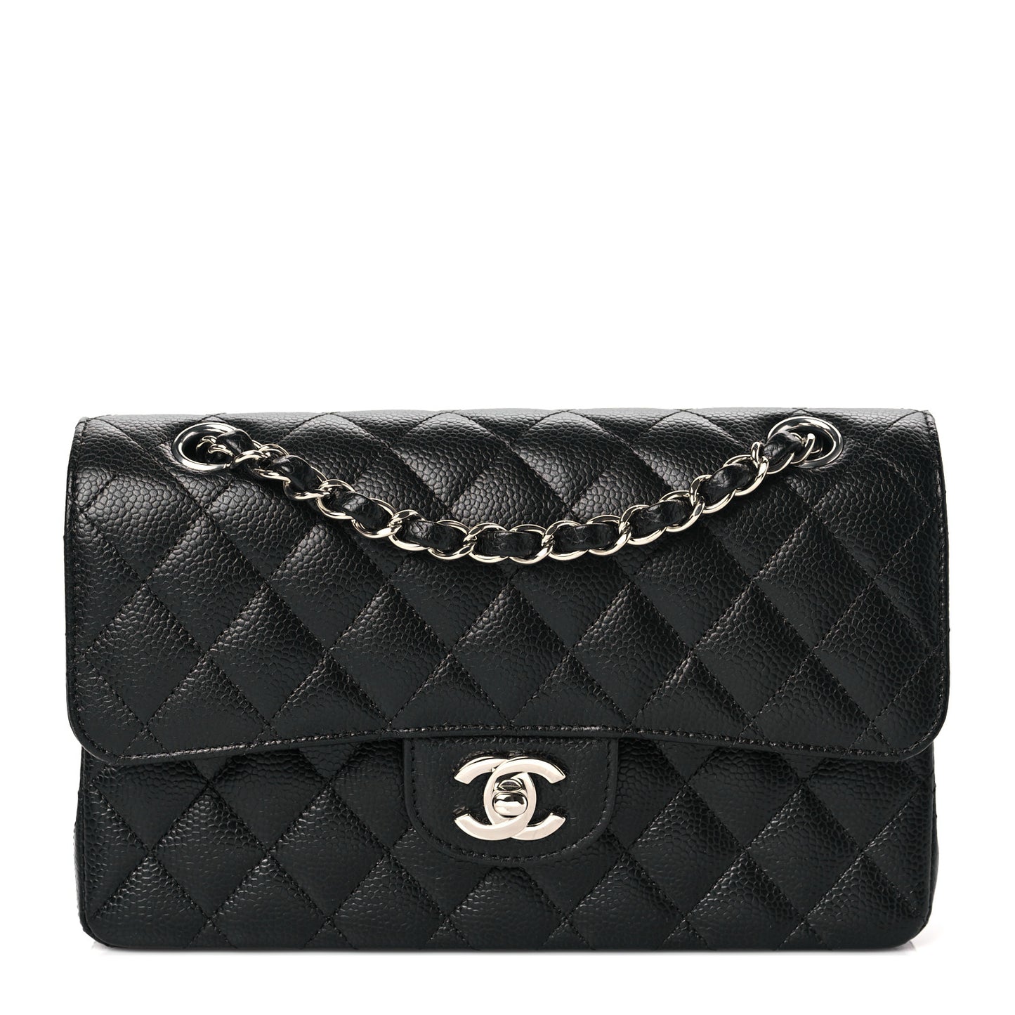 Caviar Quilted Small Double Flap Black