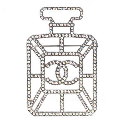 Chanel Ruthenium Crystal Perfume Bottle CC Brooch Iridescent Blue 1 of 5