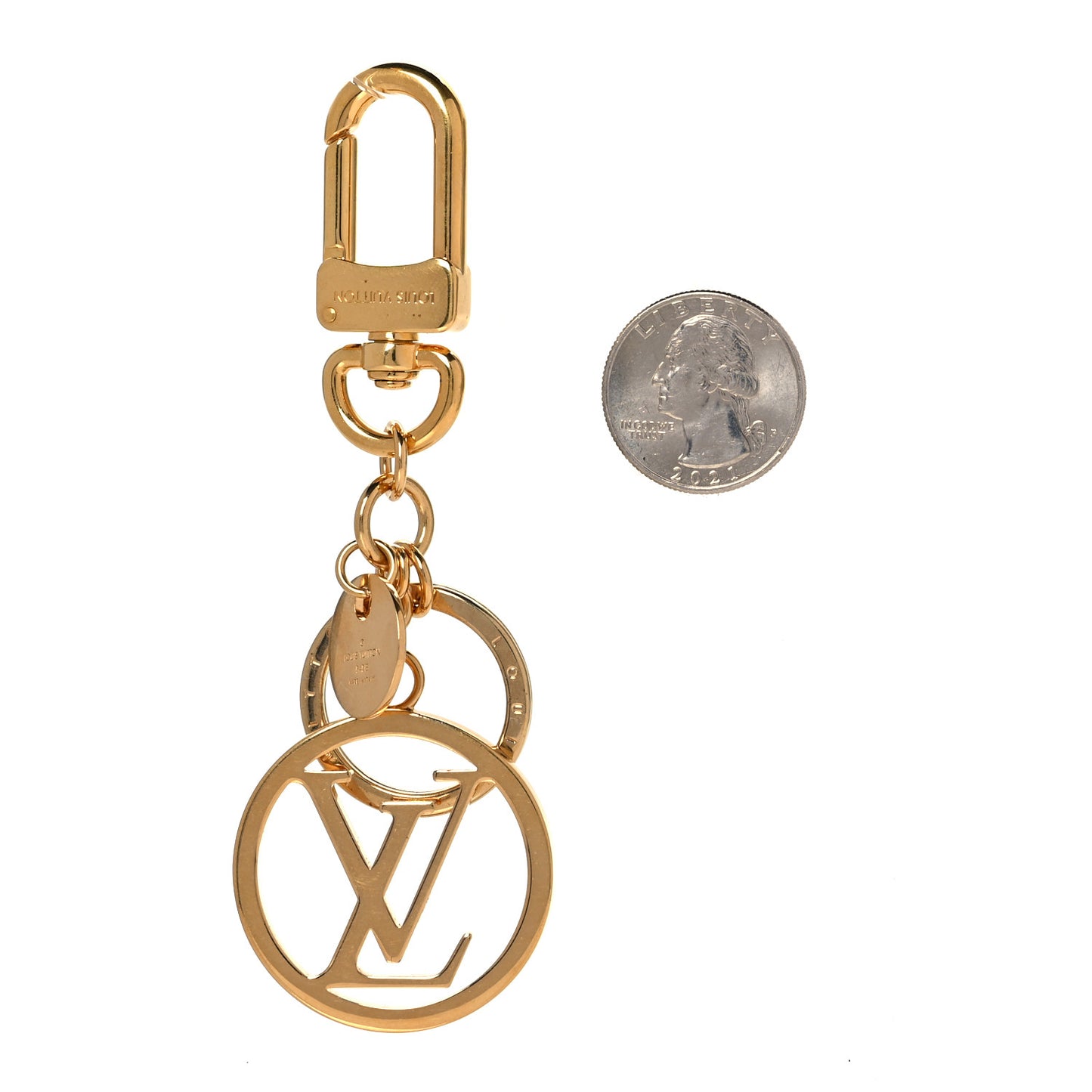 Metal LV Circle Bag Charm Key Holder Gold
