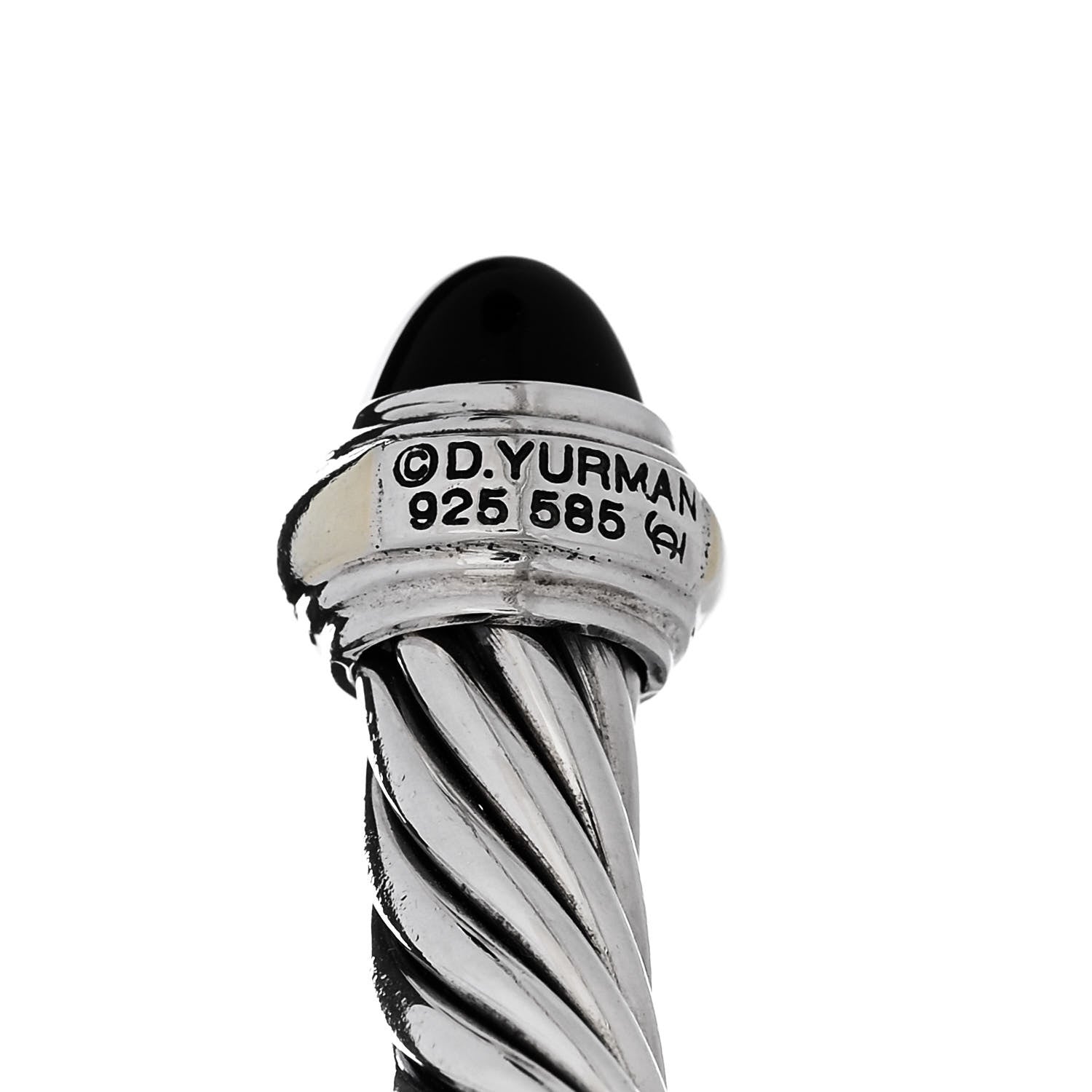 David Yurman Sterling Silver 14K Yellow Gold Black Onyx 7mm Cable Classics Bracelet 3 of 3
