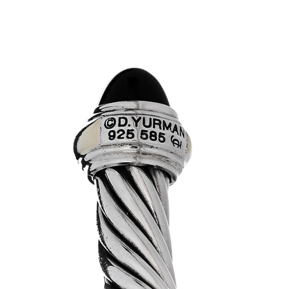 David Yurman Sterling Silver 14K Yellow Gold Black Onyx 7mm Cable Classics Bracelet 3 of 3