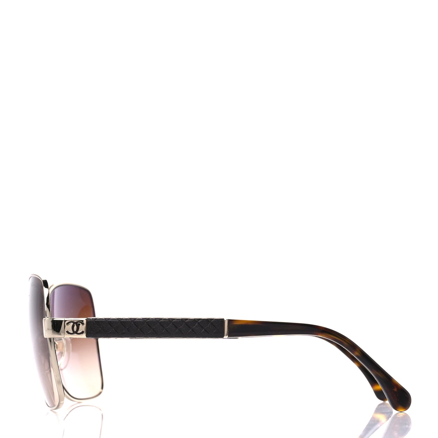 Chanel Lambskin Quilted Pilot Sunglasses 4196-Q Gold 3 of 8