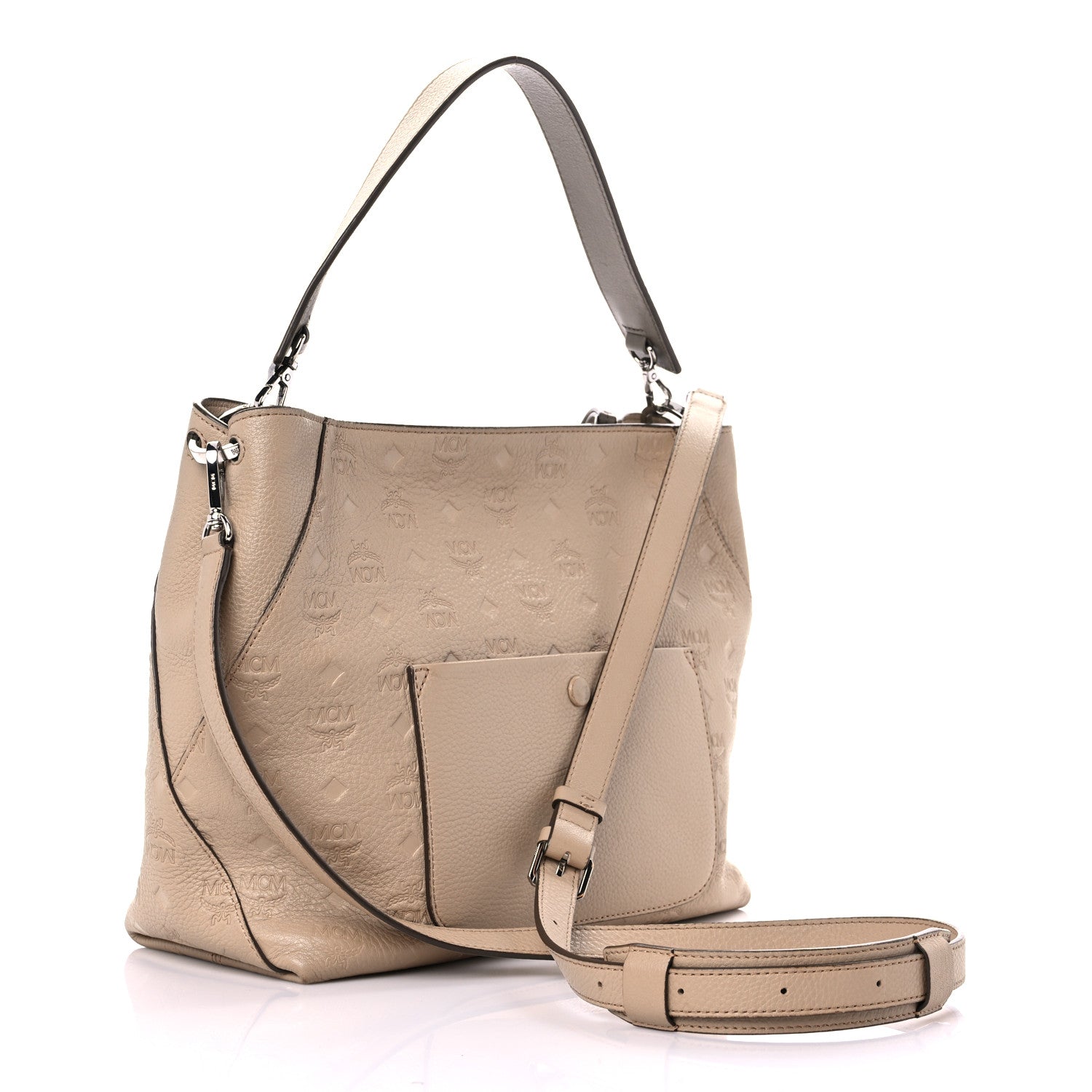 MCM Calfskin Ottomar Medium Klara Hobo New Beige 3 of 19