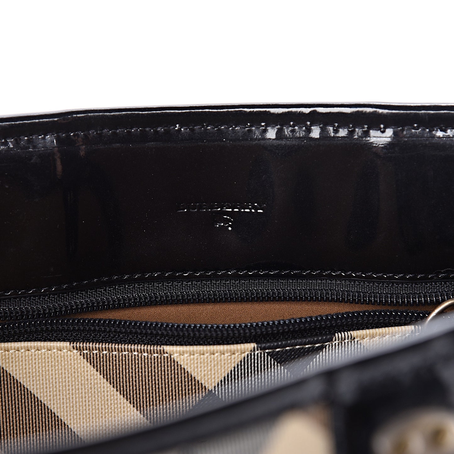 Patent Trim Small Nova Check Tote Black