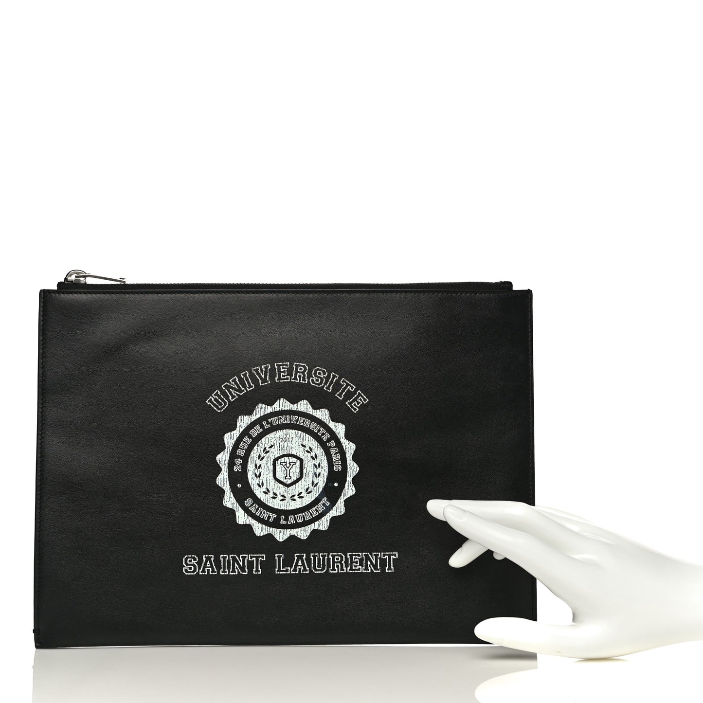 Calfskin Universite Zipped Tablet Holder Black