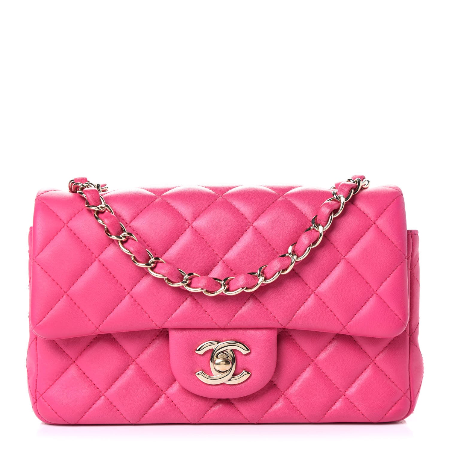 Chanel Lambskin Quilted Mini Rectangular Flap Fuchsia 1 of 5