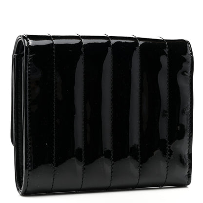 Saint Laurent Patent Matelasse Monogram Vicky Tri-Fold Wallet Black 3 of 6