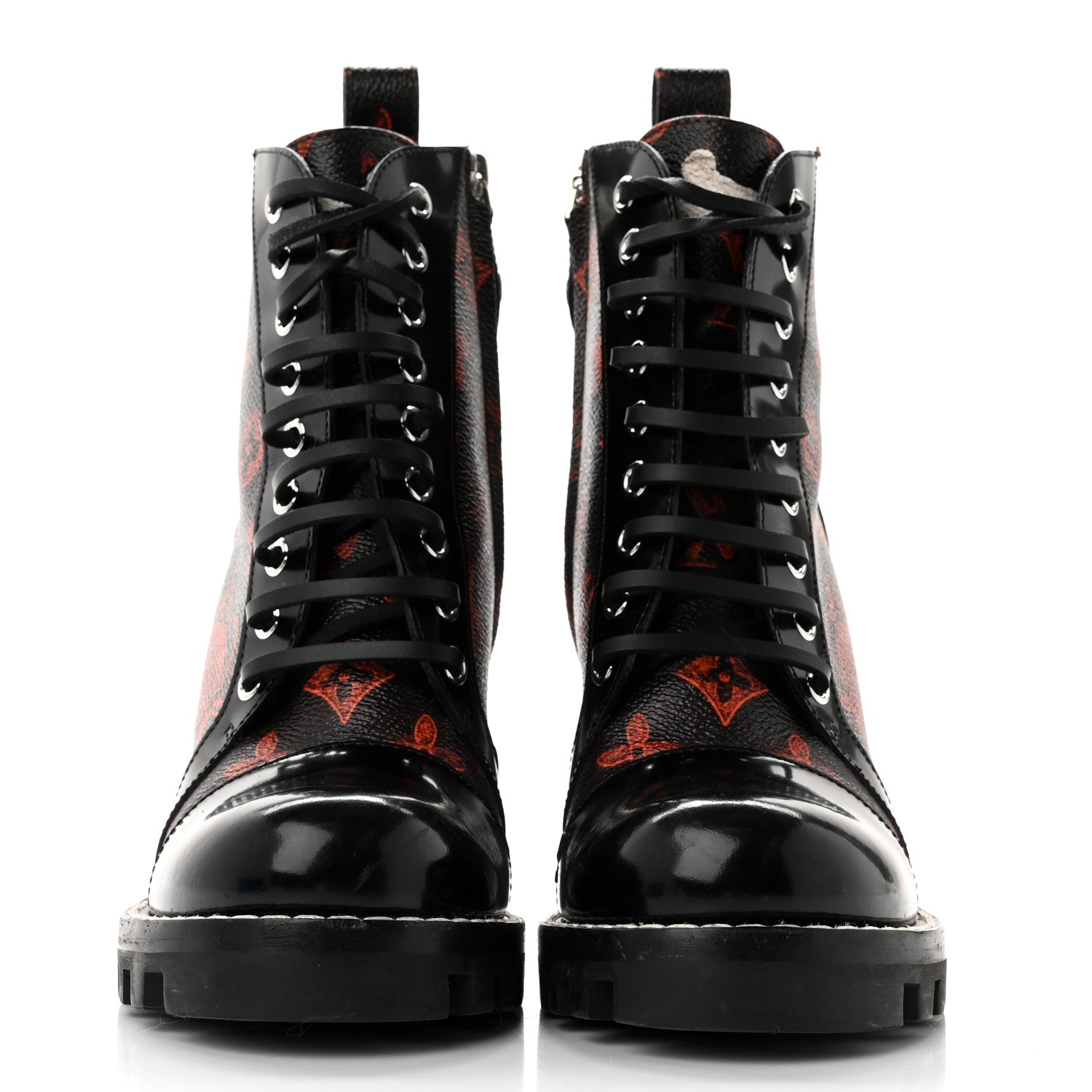 Louis Vuitton Patent Calfskin Catogram Star Trail Ankle Boots 37 Black Marron 2 of 11