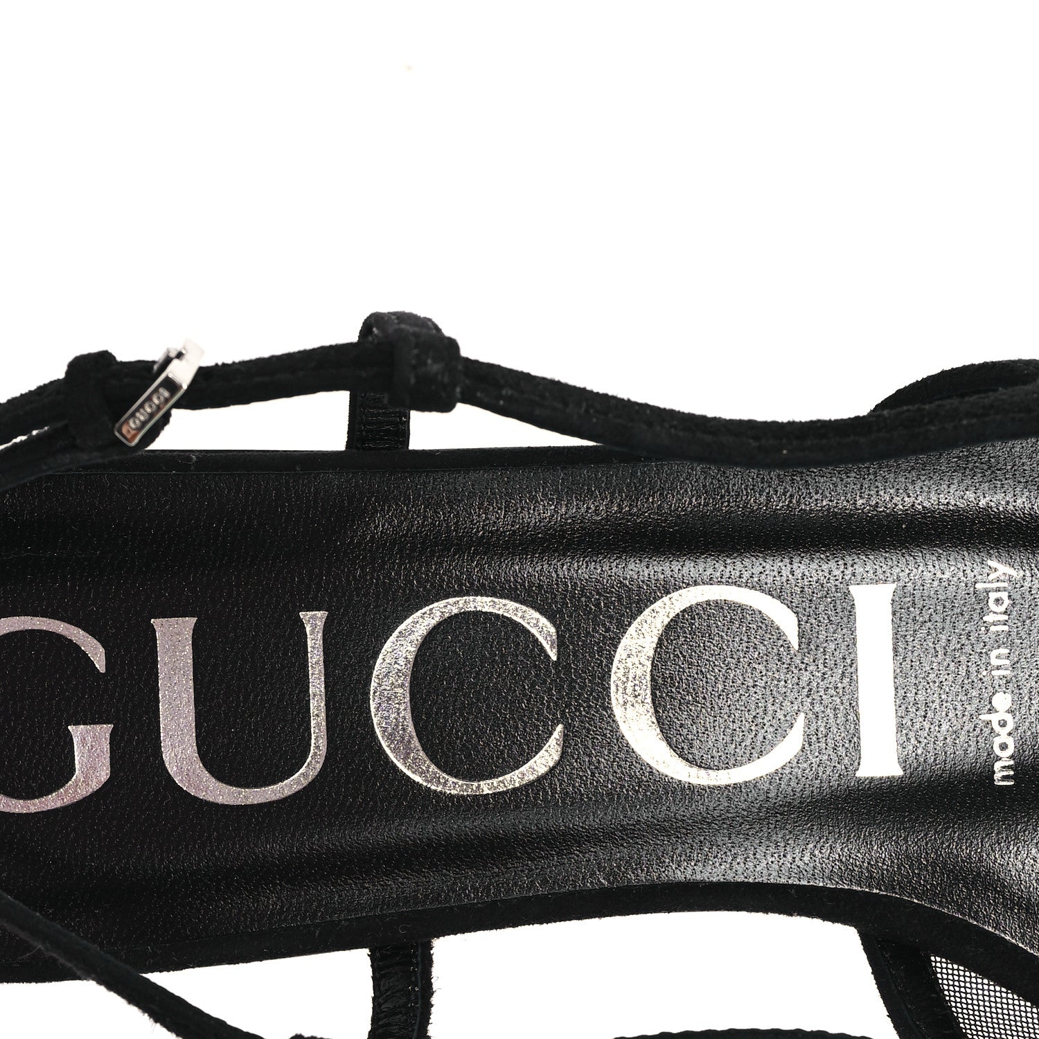 Gucci Tela Retino Kid Scamosciato Crystal GG Monogram Square Demi Ballet Flats 36 Black 8 of 9