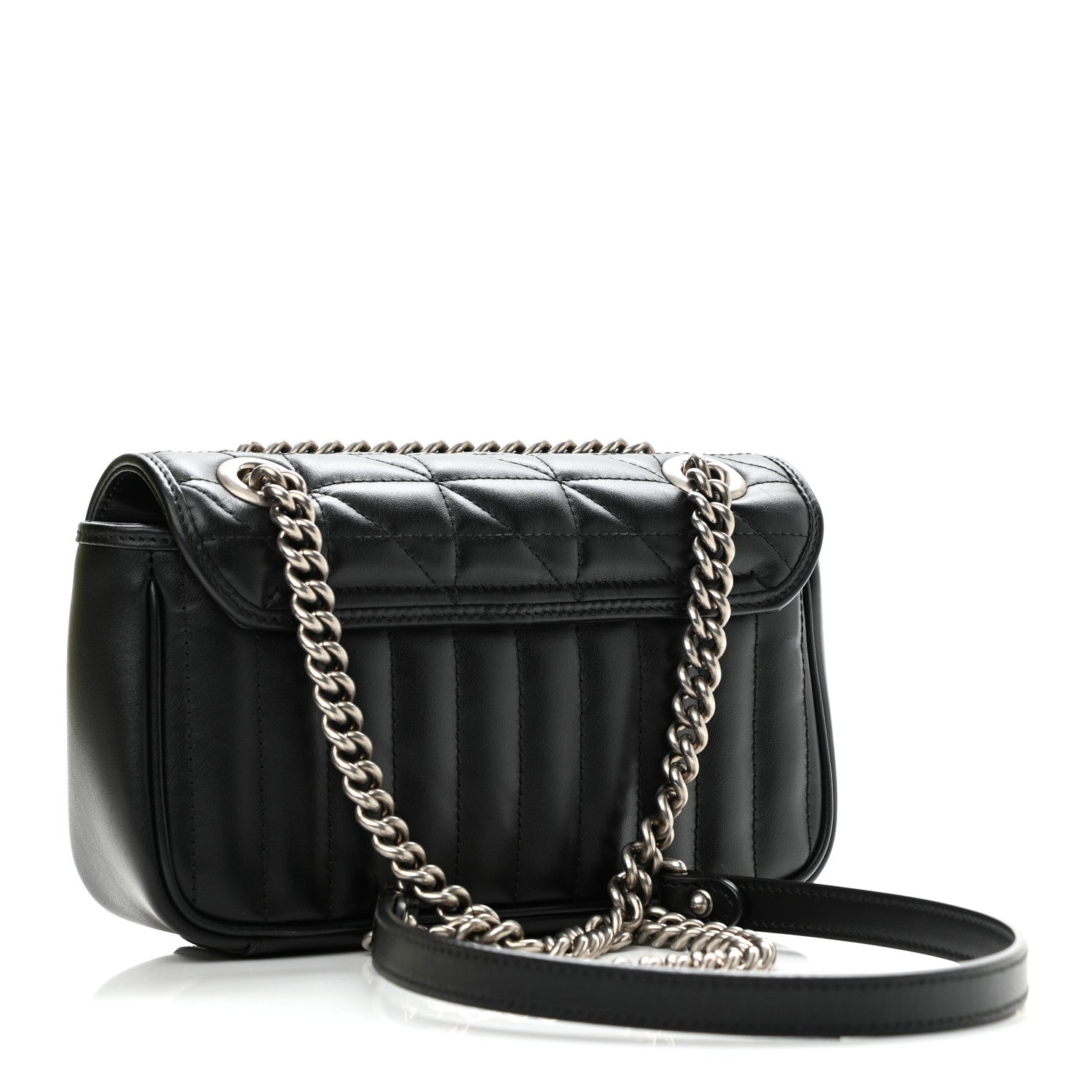 Gucci Calfskin Matelasse Aria Mini GG Marmont Shoulder Bag Black 2 of 10