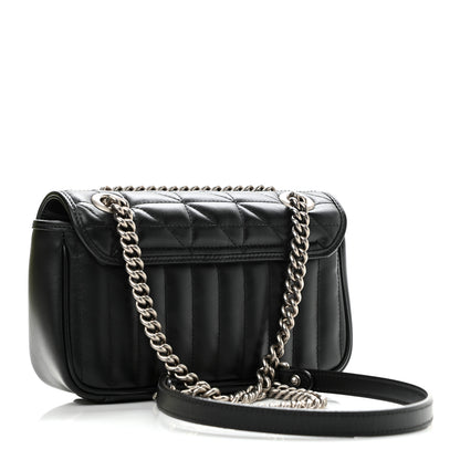 Gucci Calfskin Matelasse Aria Mini GG Marmont Shoulder Bag Black 2 of 10