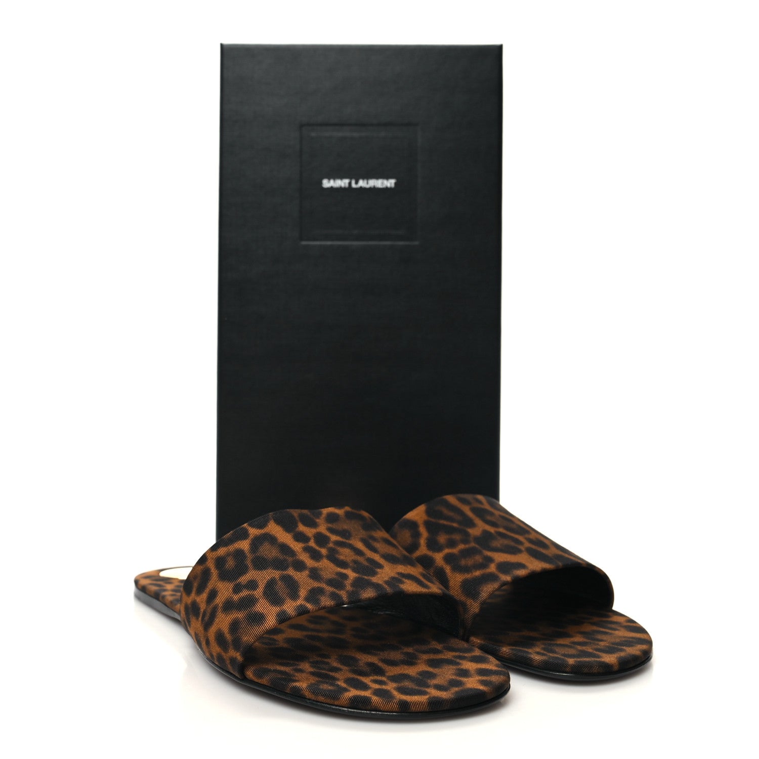 Saint Laurent Grosgrain Carlyle Leopard Slide Sandals 39 Manto Naturale 9 of 9