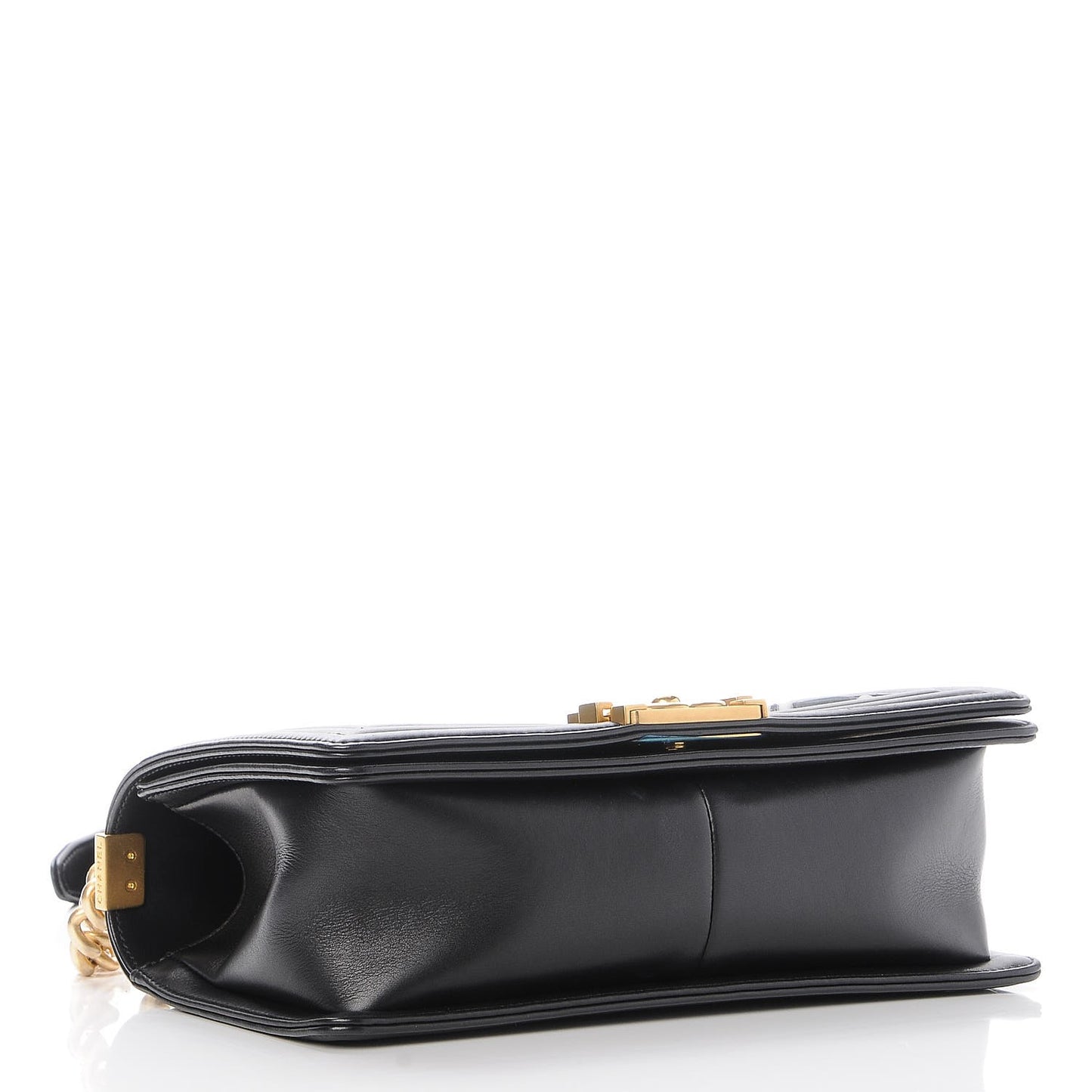 Caviar Suede Calfskin Chevron Medium Boy Flap Black