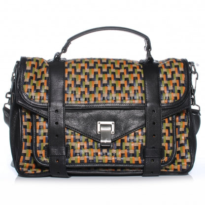 Proenza Schouler Woven Leather PS1 Medium Satchel Saffron and Black 1 of 8
