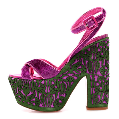 Christian Louboutin Suede Loubi Mystery Superyaz 160 Platform Sandals 38 Purple 1 of 6