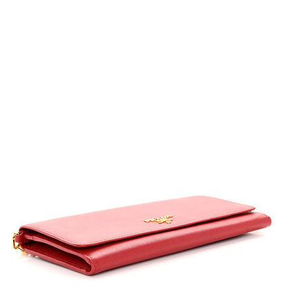 Prada Saffiano Metal Large Chain Wallet Fuoco 4 of 9