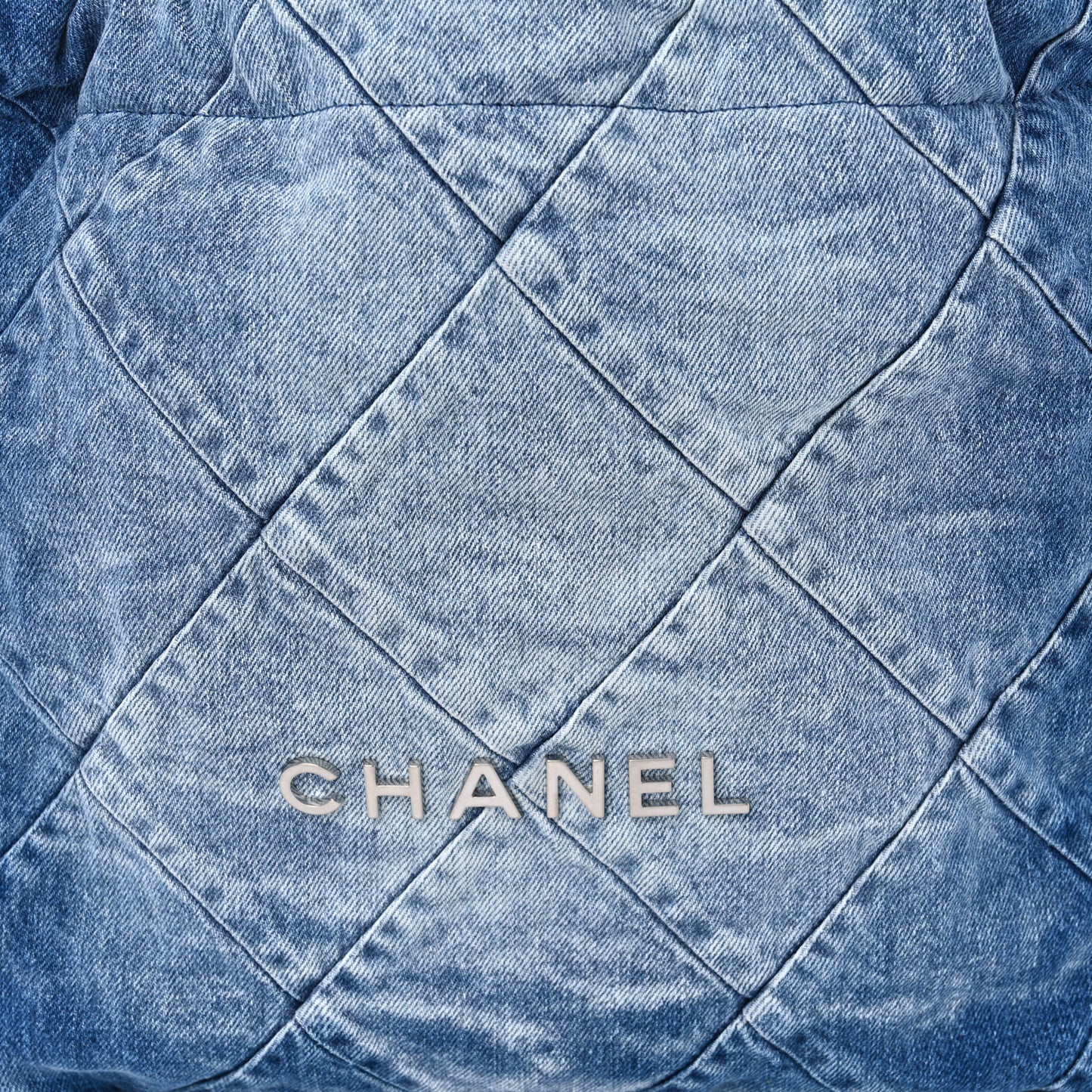 Denim Quilted Small Chanel 22 Blue