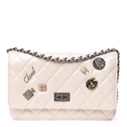 Chanel Metallic Calfskin Lucky Charms Casino 2.55 Reissue Wallet On Chain WOC Ivory 1 of 14