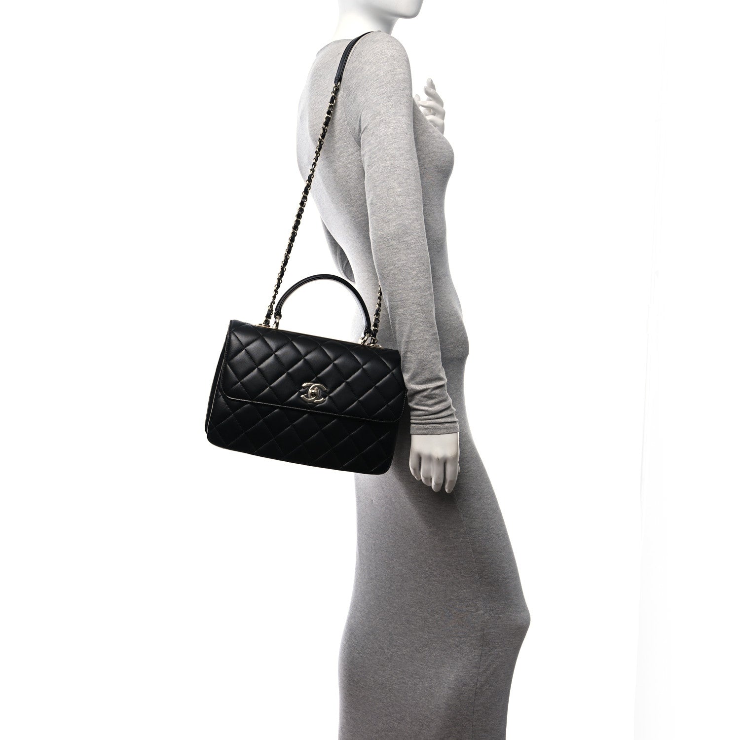 Chanel Lambskin Quilted Medium Trendy CC Flap Dual Handle Bag Black 2 of 10