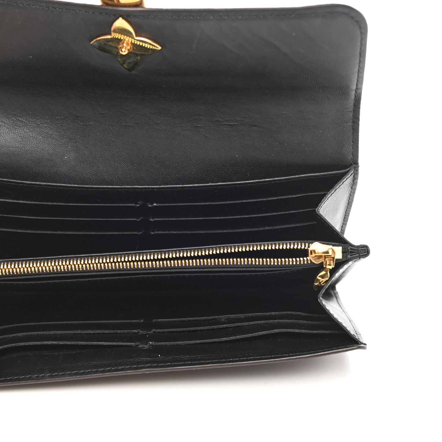 Monogram Flower Lock Long Wallet Black