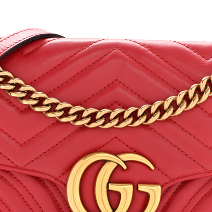 Gucci Calfskin Matelasse Small GG Marmont Shoulder Bag Hibiscus Red 8 of 12
