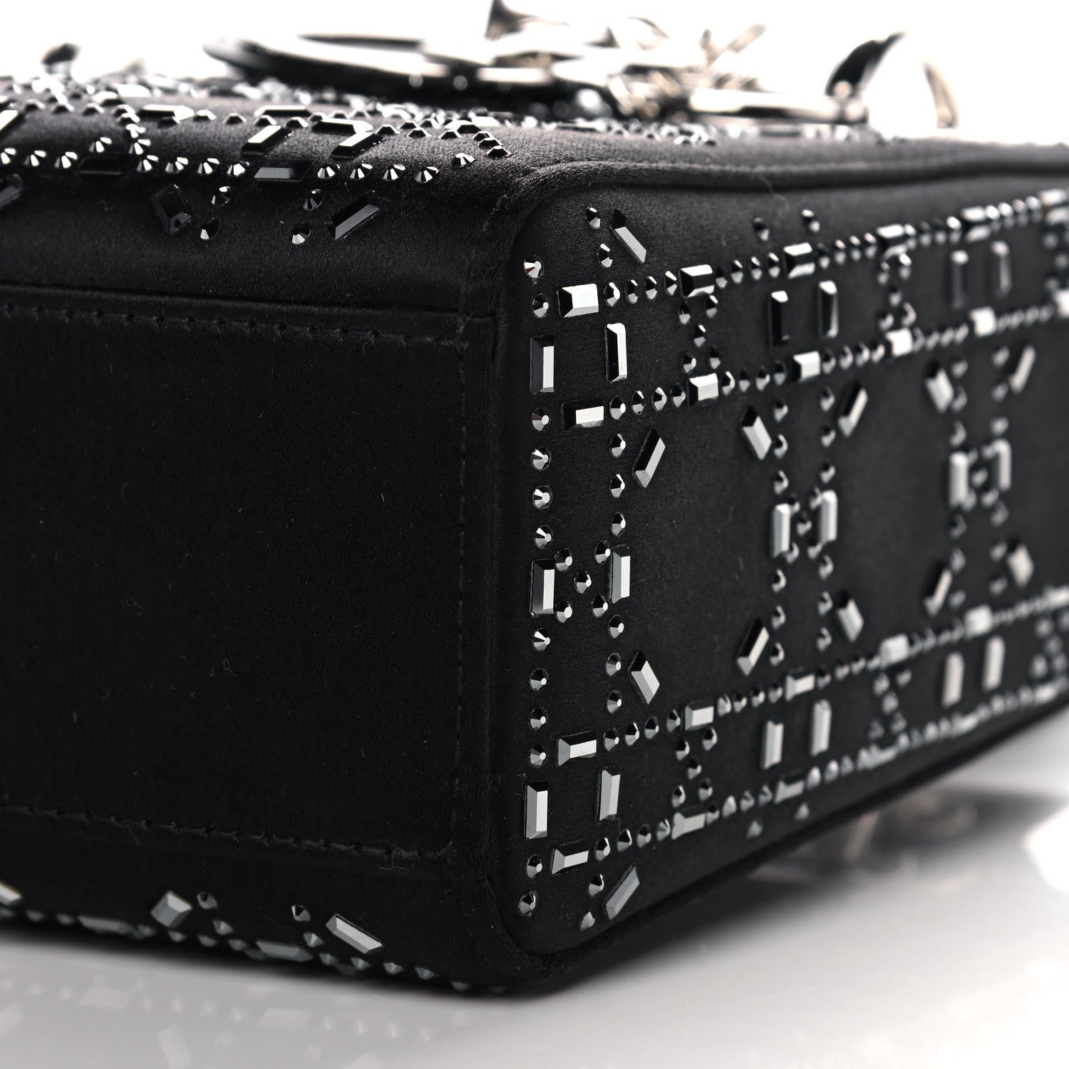 Christian Dior Satin Crystal Cannage Mini Lady Dior Black 9 of 10