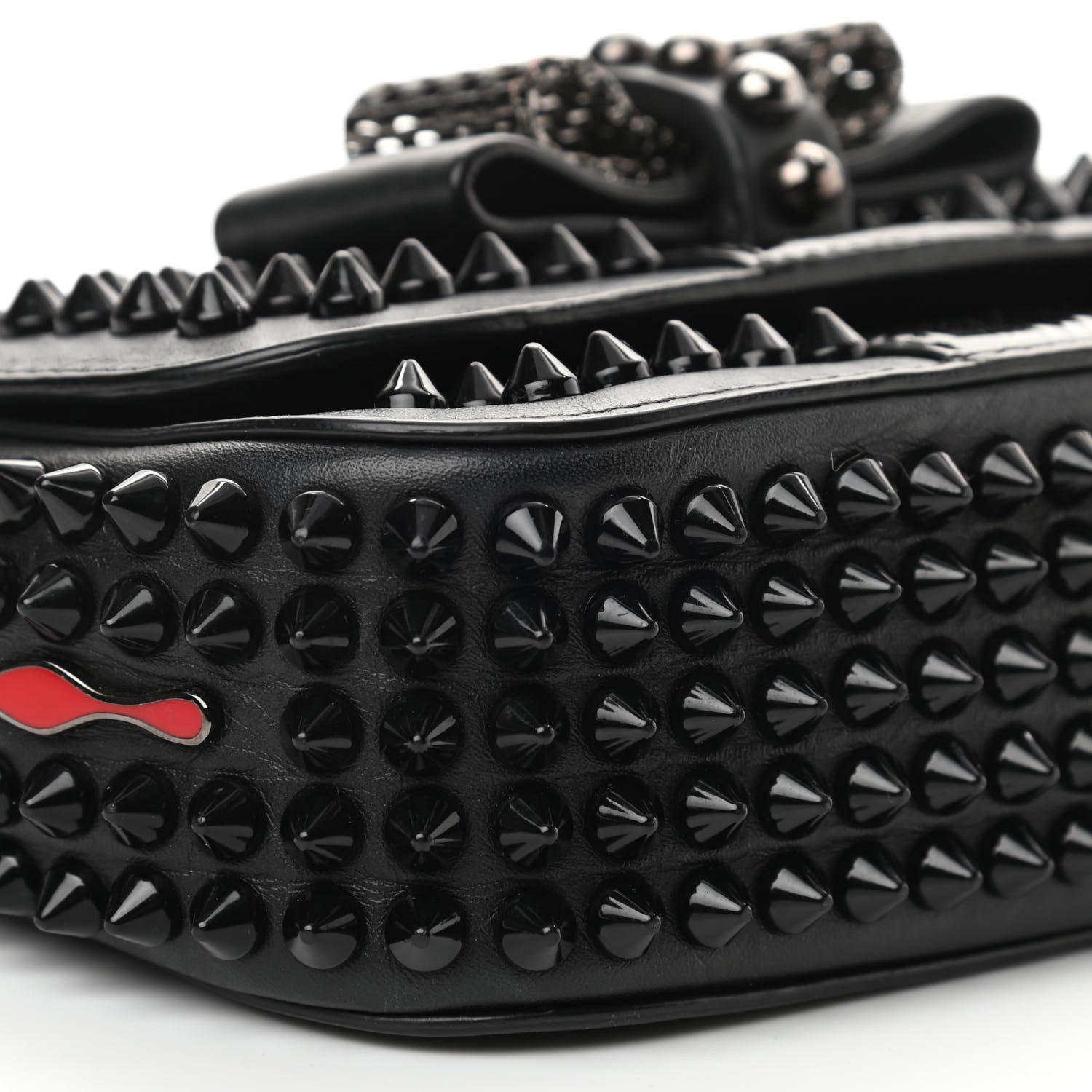 Christian Louboutin Calfskin Spikes Sweety Charity Crossbody Bag Black 8 of 12