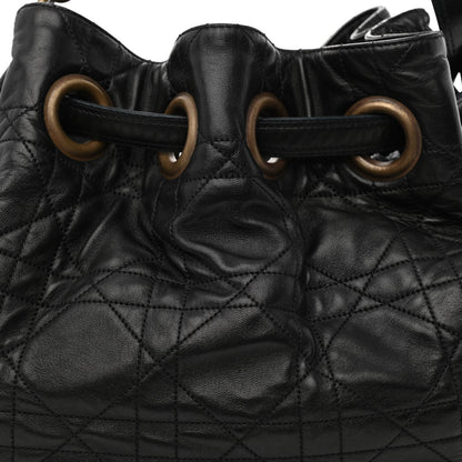 Christian Dior Lambskin Cannage Drawstring Bag Black 7 of 10