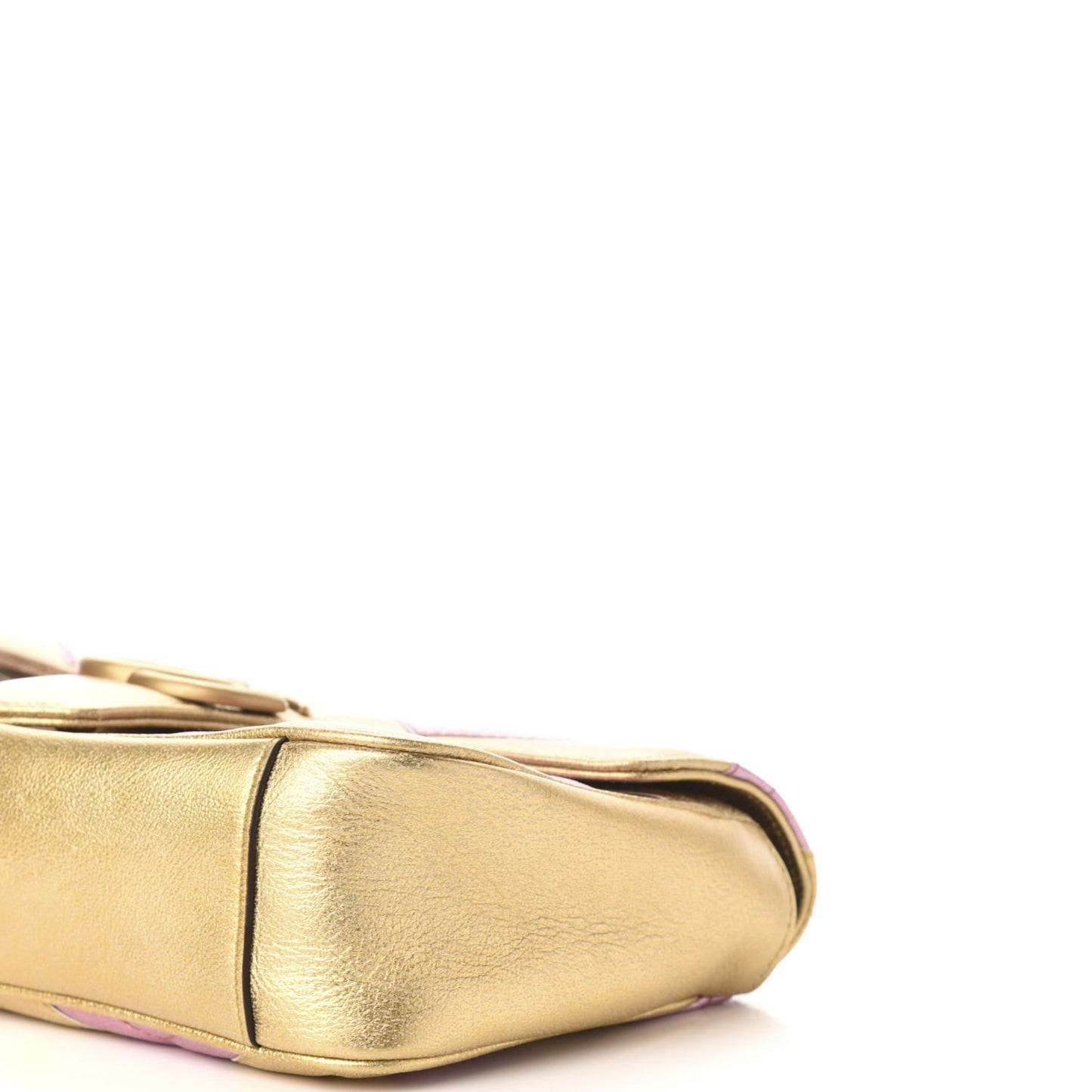 Metallic Calfskin Matelasse Small GG Marmont Shoulder Bag Gold Pink