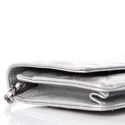 Chanel Metallic Caviar Quilted Wallet on Chain WOC 5 of 9