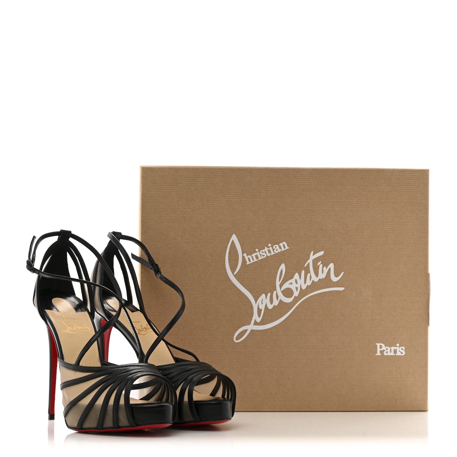 Christian Louboutin Kid Rete Filamenta 120 Platform Sandals 37 Black 8 of 8
