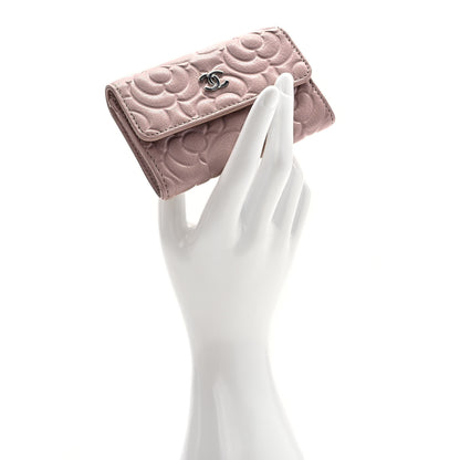 Chanel Goatskin Camellia Embossed Card Holder Wallet Light Pink 2 of 7