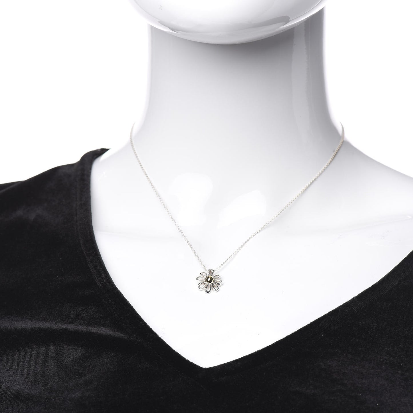 Sterling Silver 18K Yellow Gold Daisy Pendant Necklace