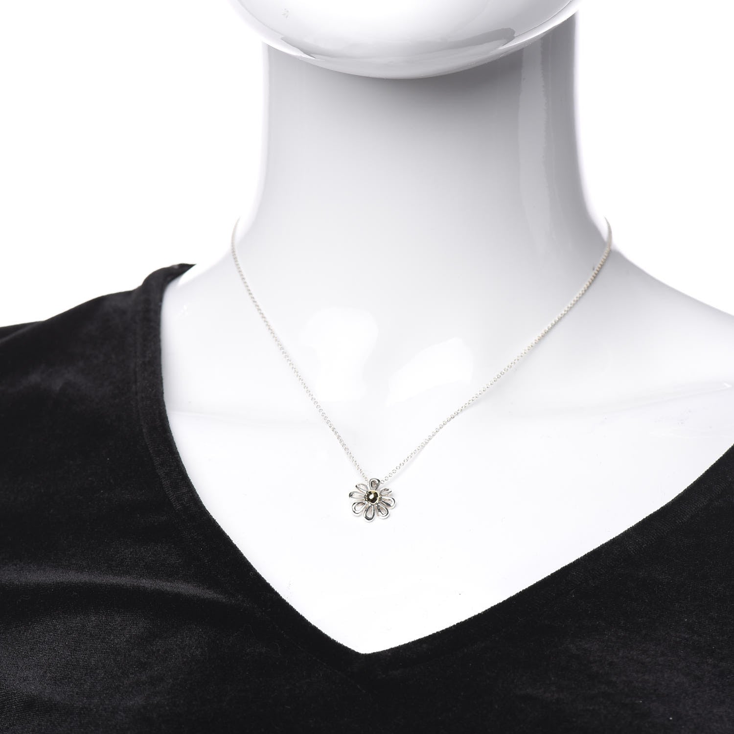 Tiffany Sterling Silver 18K Yellow Gold Daisy Pendant Necklace 2 of 6