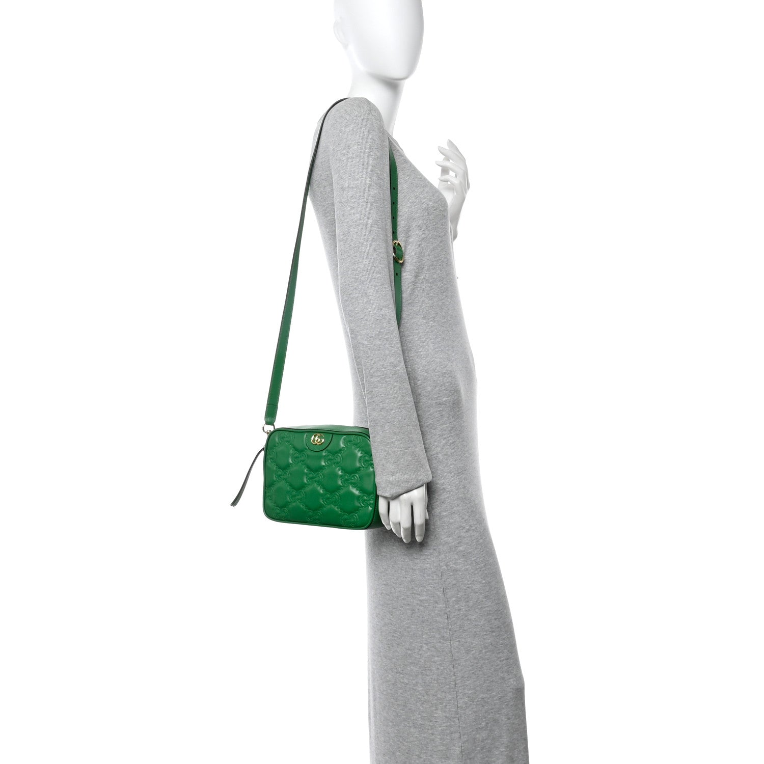 Gucci Calfskin GG Matelasse Shoulder Bag Spring Green Natural 2 of 10
