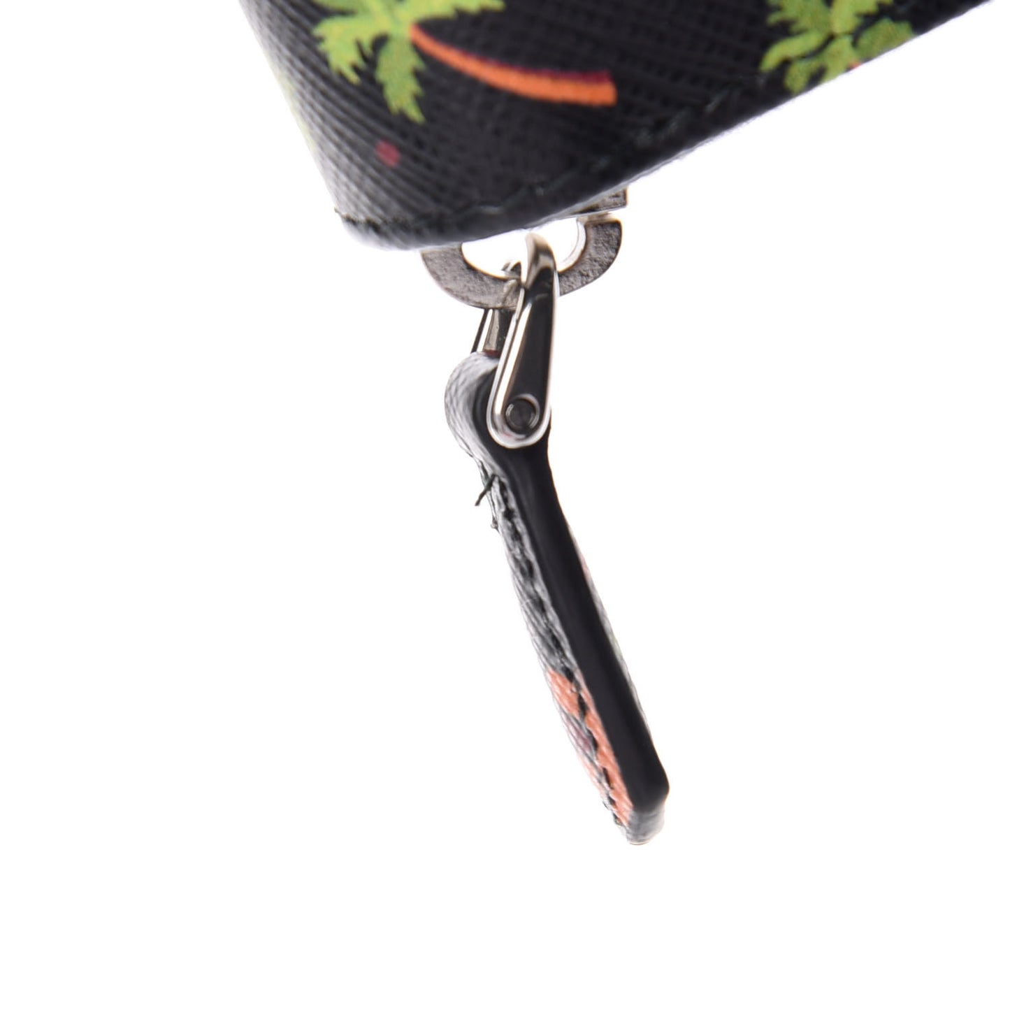 Saffiano Palm Tree Print Zip Around Wallet Black