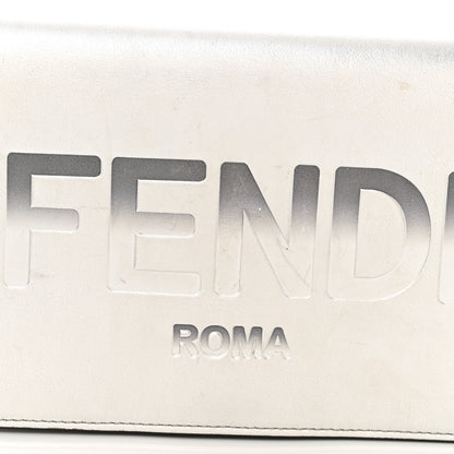 Fendi Vitello Catalan Mirror Logo Embossed Medium Wallet On Chain Argento 15 of 17