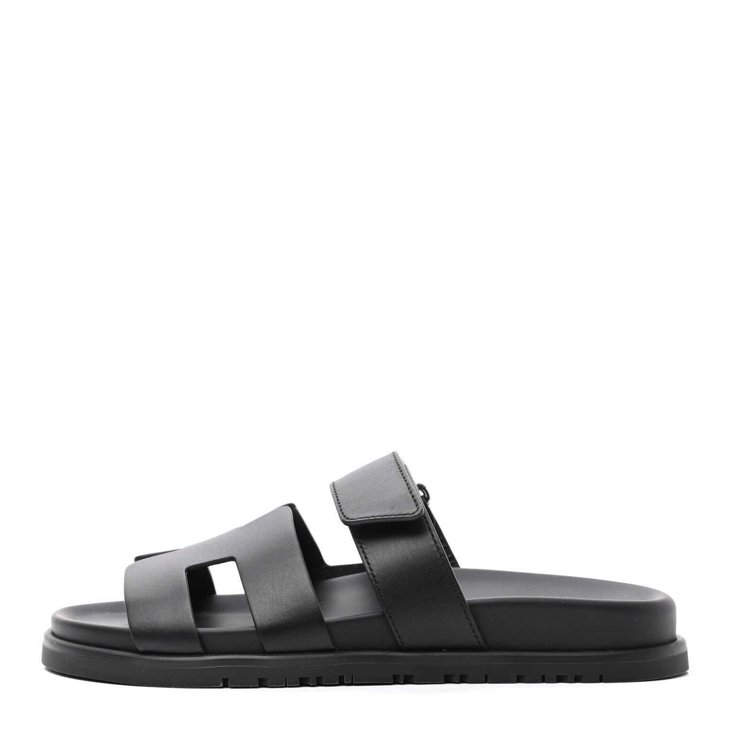 Hermes Calfskin Womens Chypre Sandals 37 Black 1 of 9