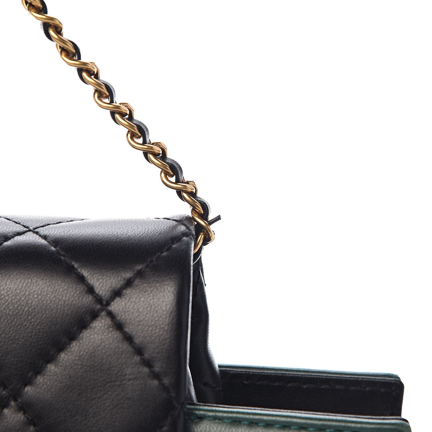 Calfskin Quilted Brasserie Gabrielle Menu CC Clutch Green