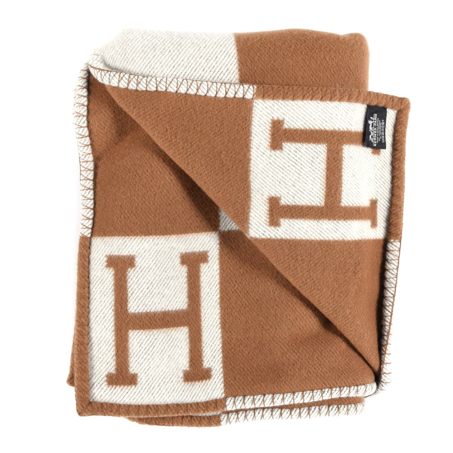 Hermes Wool Cashmere Avalon Blanket Ecru Camel 3 of 6
